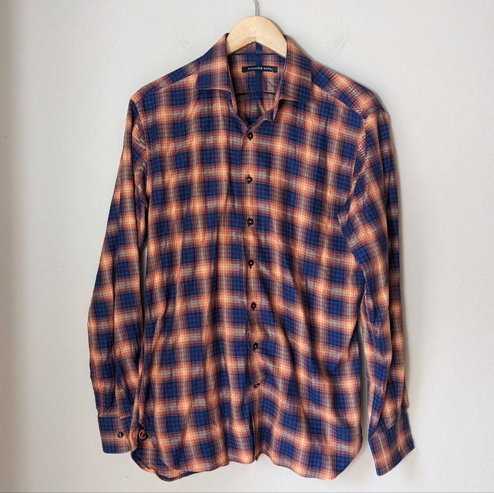 Hammer Made long sleeved button down plaid shirt size 41/16